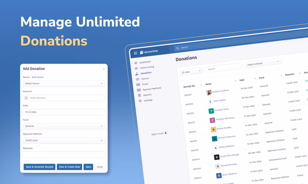 screenshot of DonorKite