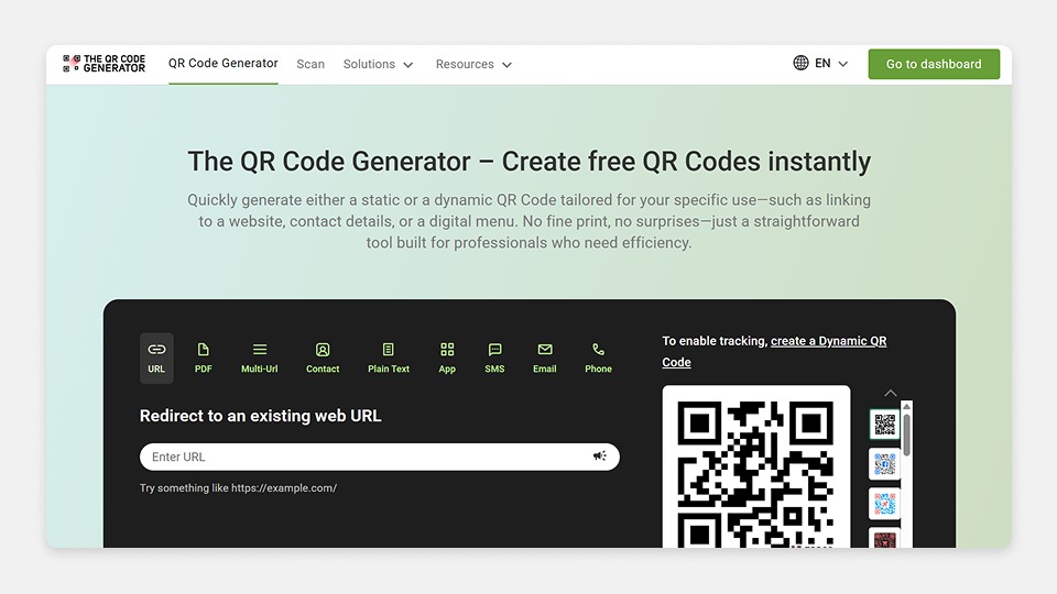 screenshot of The QR Code Generator (TQRCG)
