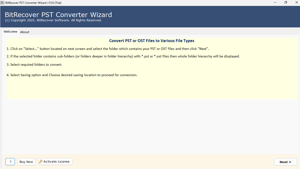 screenshot of BitRecover PST to MBOX Converter