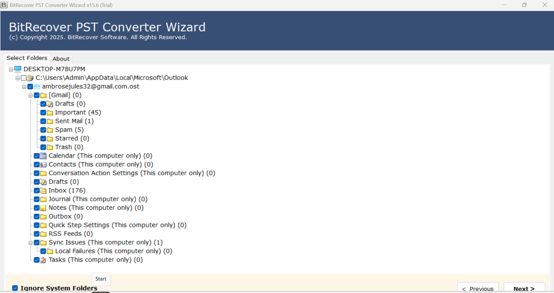 screenshot of BitRecover PST to MBOX Converter