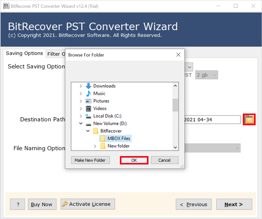 screenshot of BitRecover PST to MBOX Converter