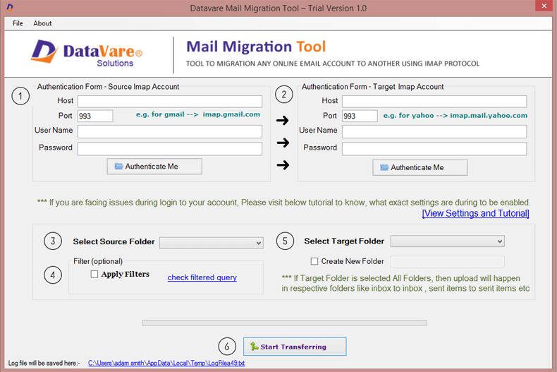 screenshot of DataVare Mail Migration Tool