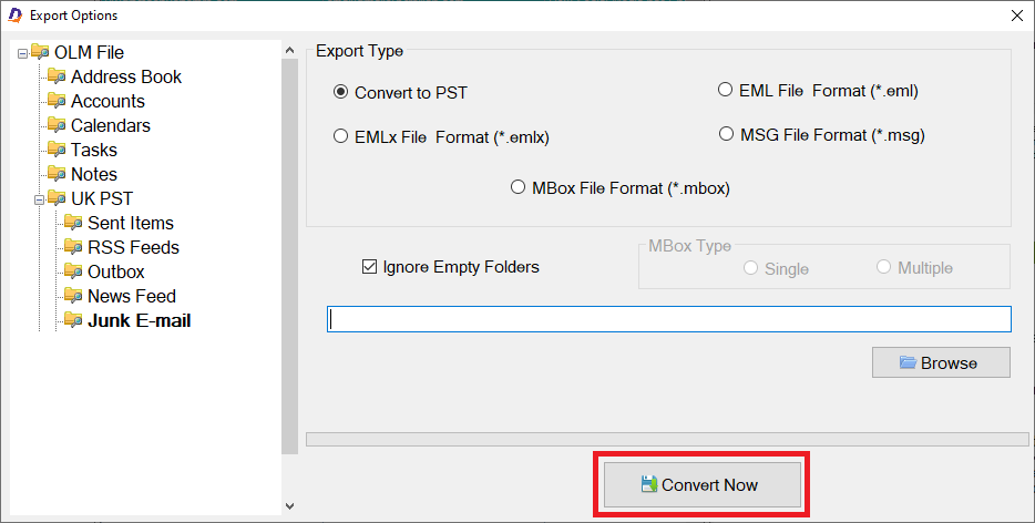 screenshot of DataVare OLM to PST Converter
