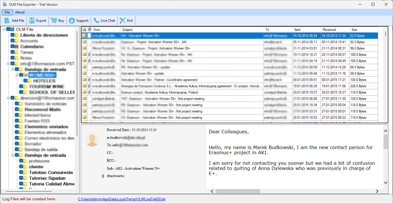screenshot of Softaken OLM to PST Converter