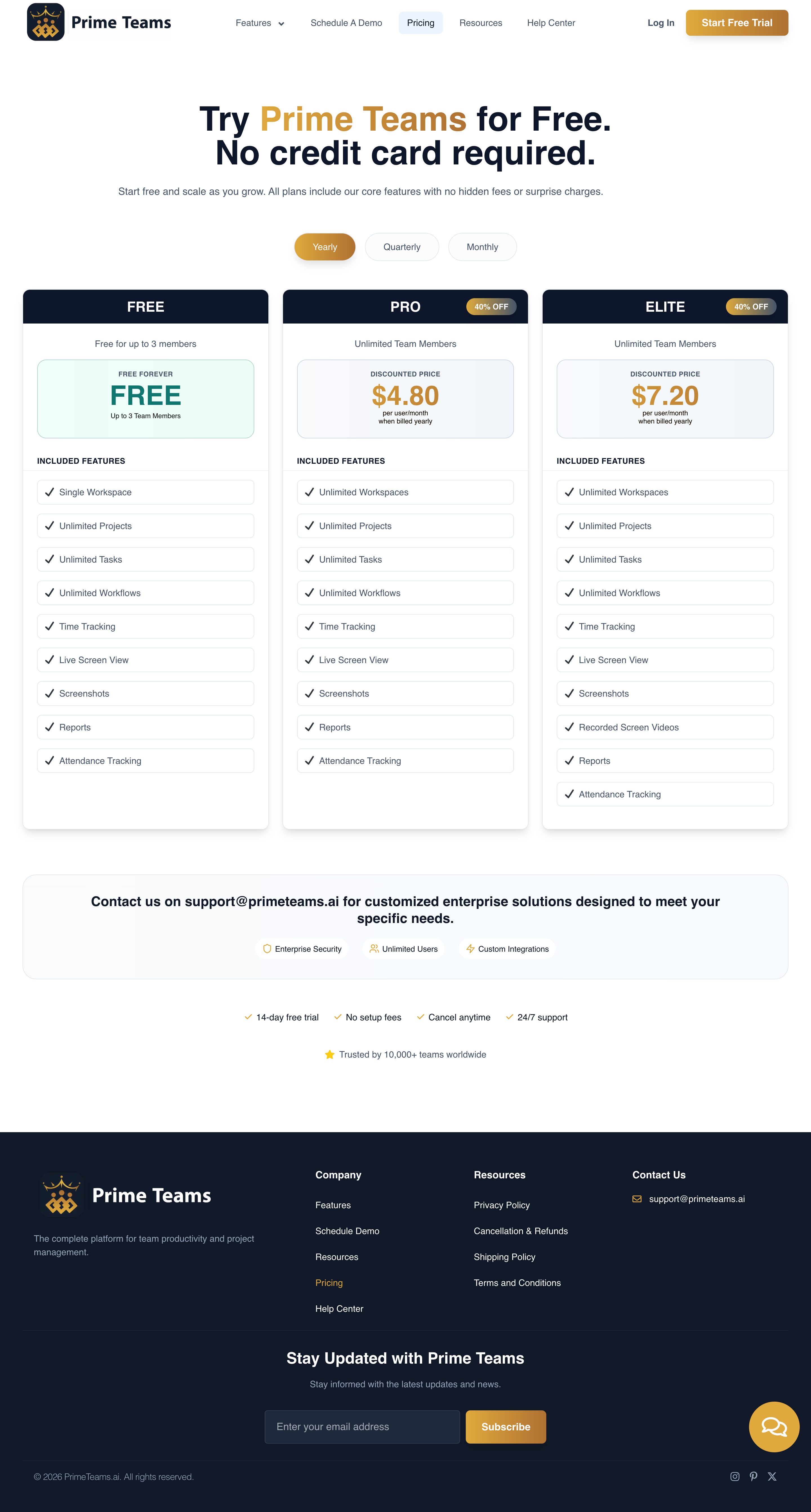 screenshot of Prime Teams