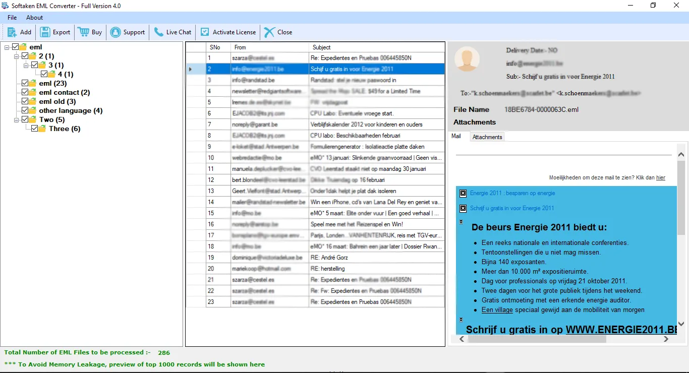 screenshot of Softaken EML to PST Converter