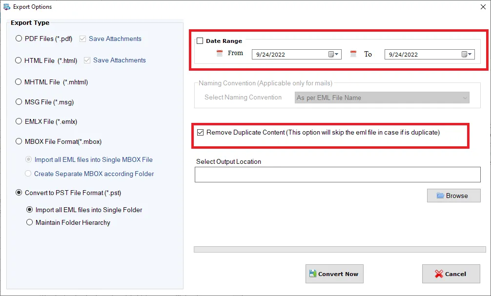 screenshot of Softaken EML to PST Converter