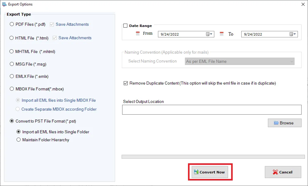 screenshot of Softaken EML to PST Converter