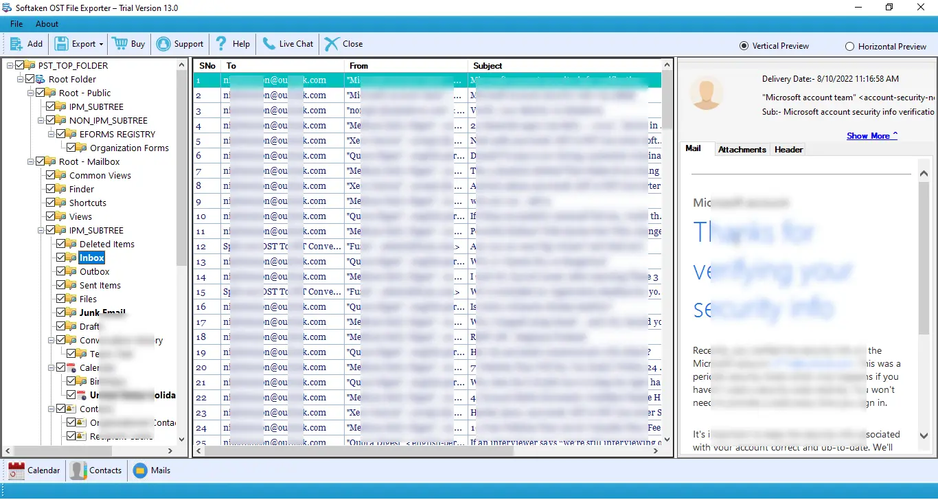 screenshot of Softaken OST Conversion Suite