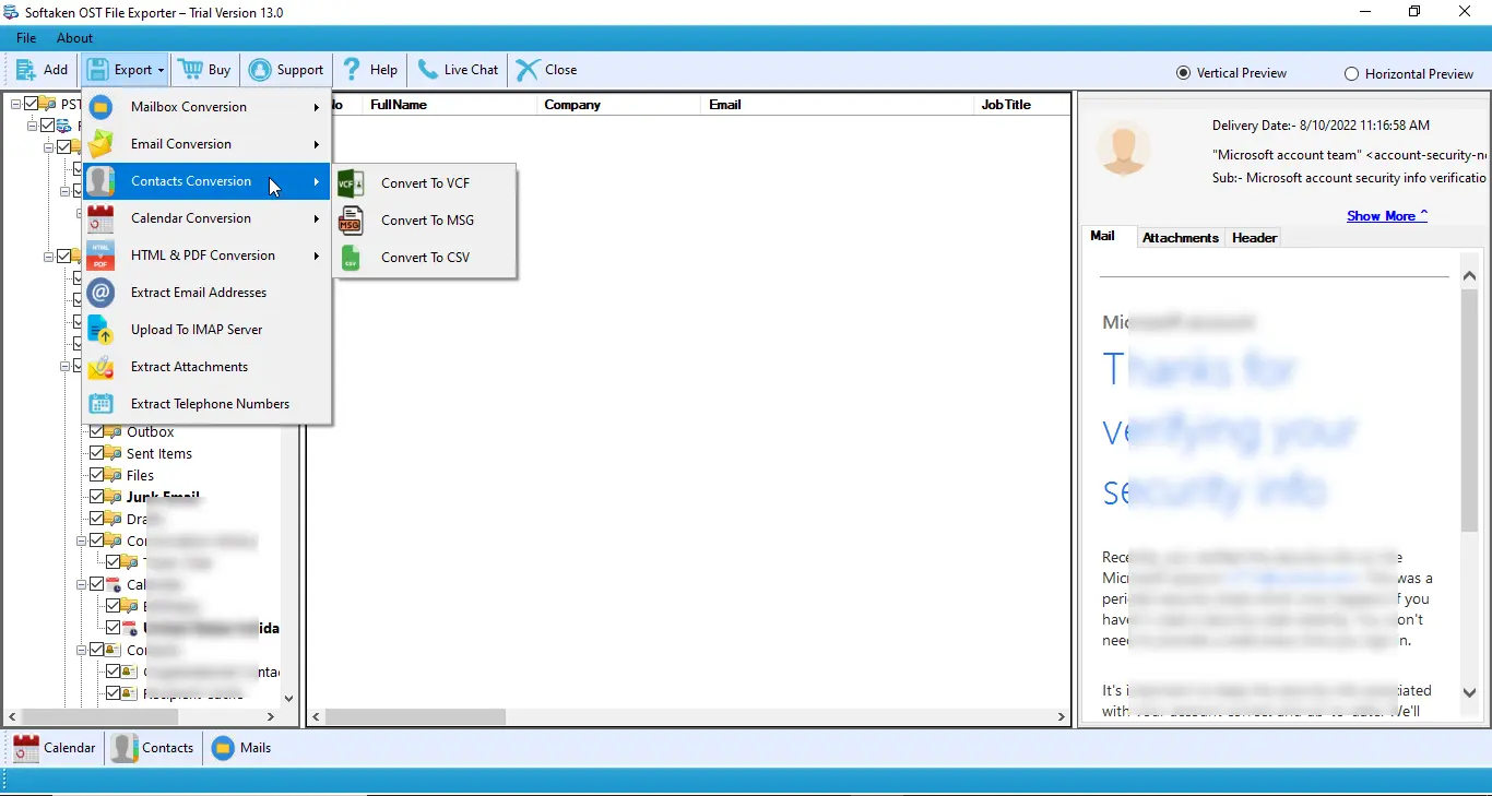 screenshot of Softaken OST Conversion Suite