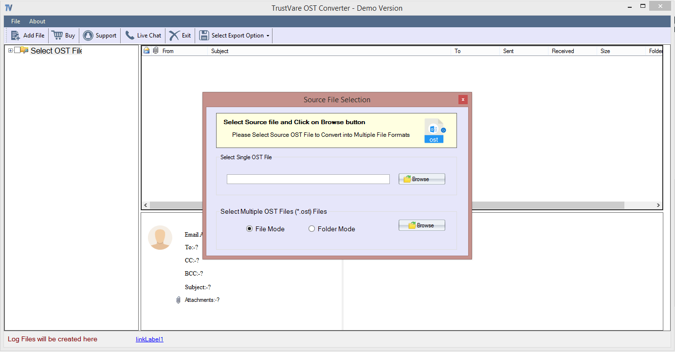 screenshot of TrustVare OST to PST Converter 