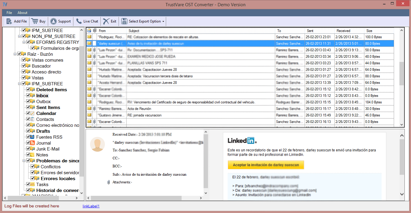 screenshot of TrustVare OST to PST Converter 
