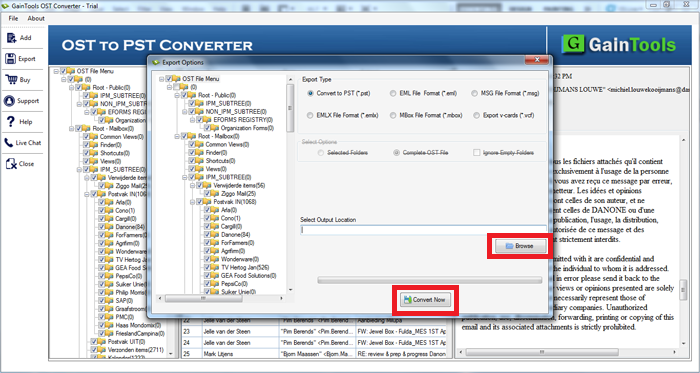 screenshot of GainTools OST to MBOX Converter