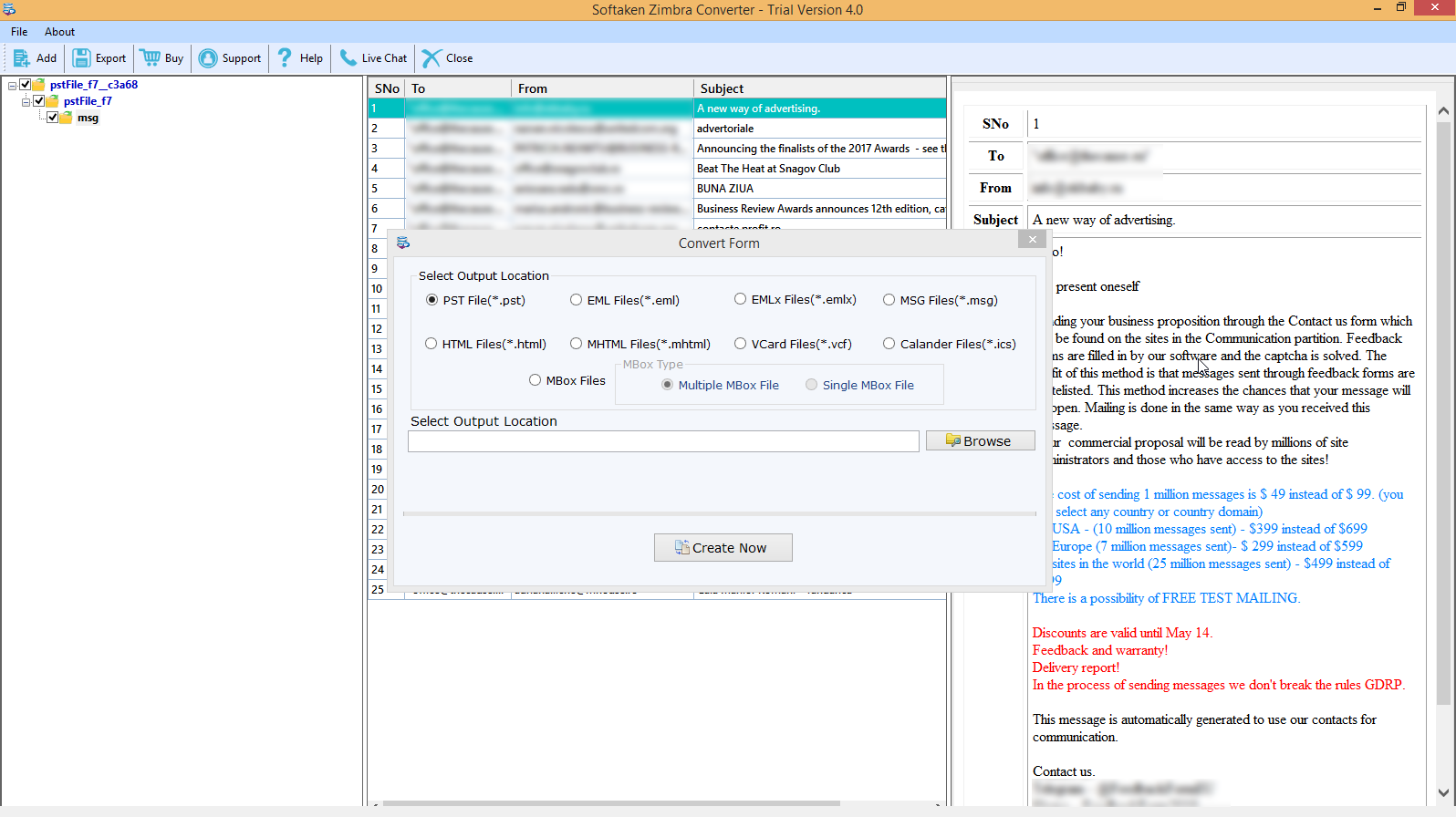 screenshot of Softaken TGZ to MBOX Converter Tool