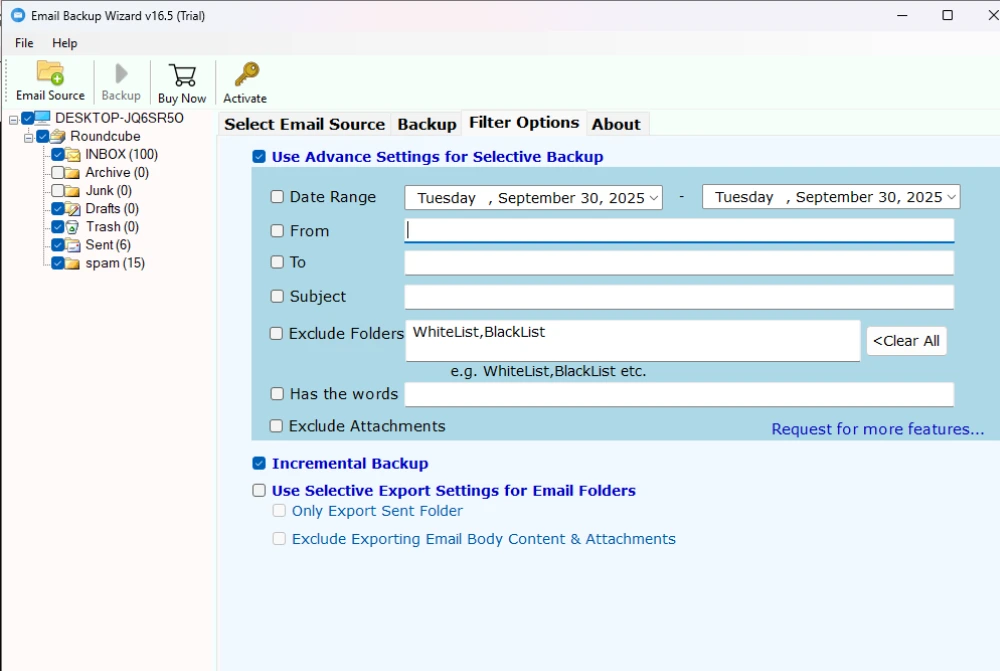 screenshot of BitRecover Email Backup Wizard