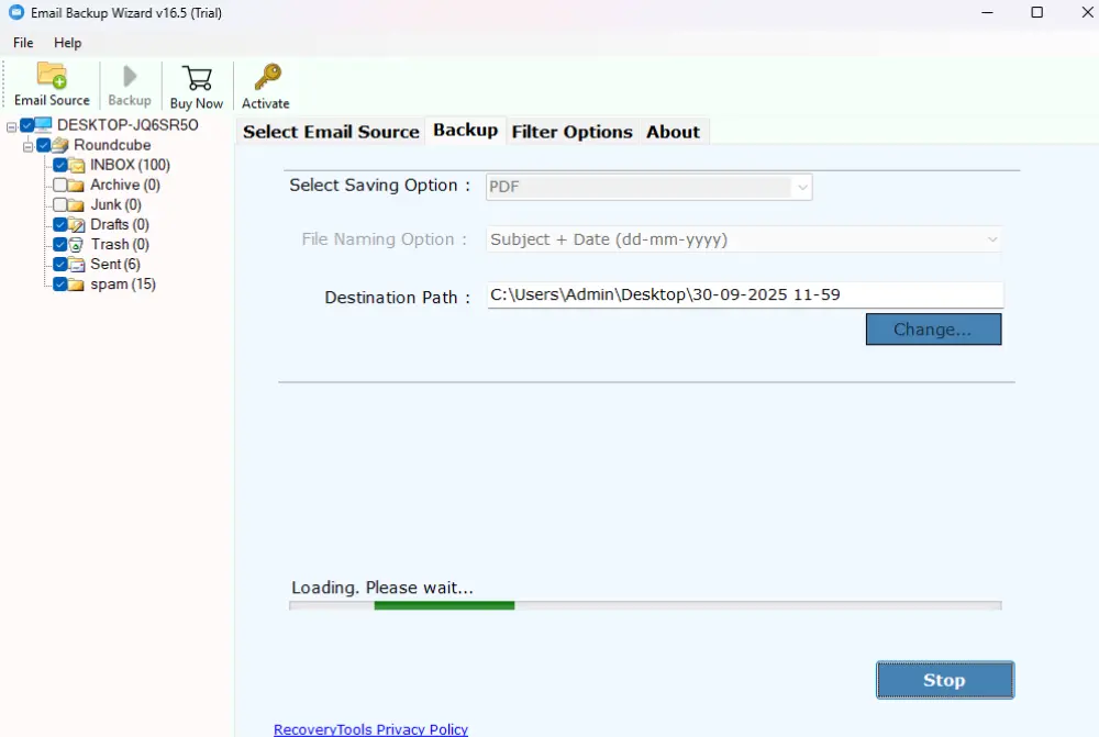 screenshot of BitRecover Email Backup Wizard