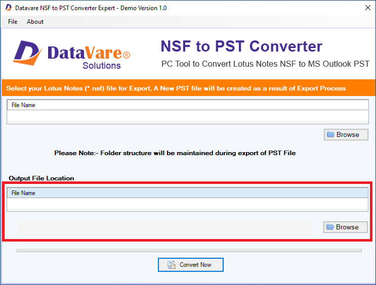 screenshot of  DataVare NSF to PST Converter