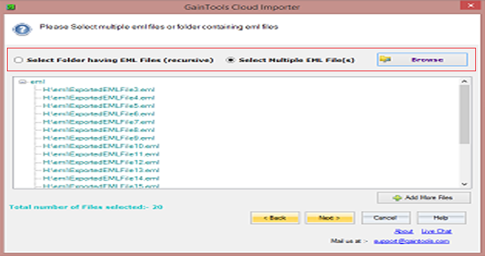 screenshot of GainTools Cloud Importer
