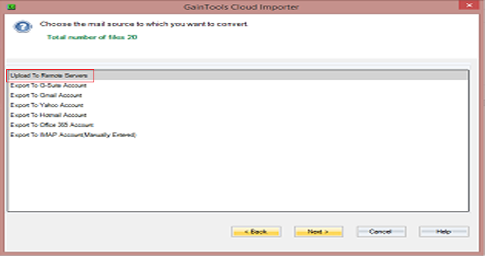 screenshot of GainTools Cloud Importer