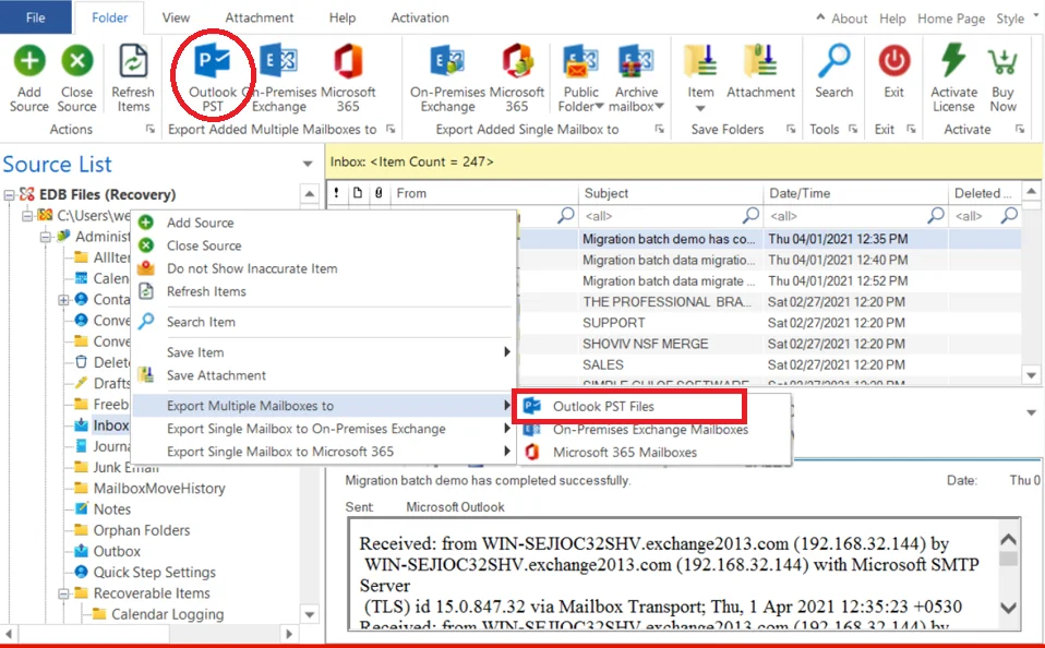 screenshot of Shoviv EDB to PST Converter 