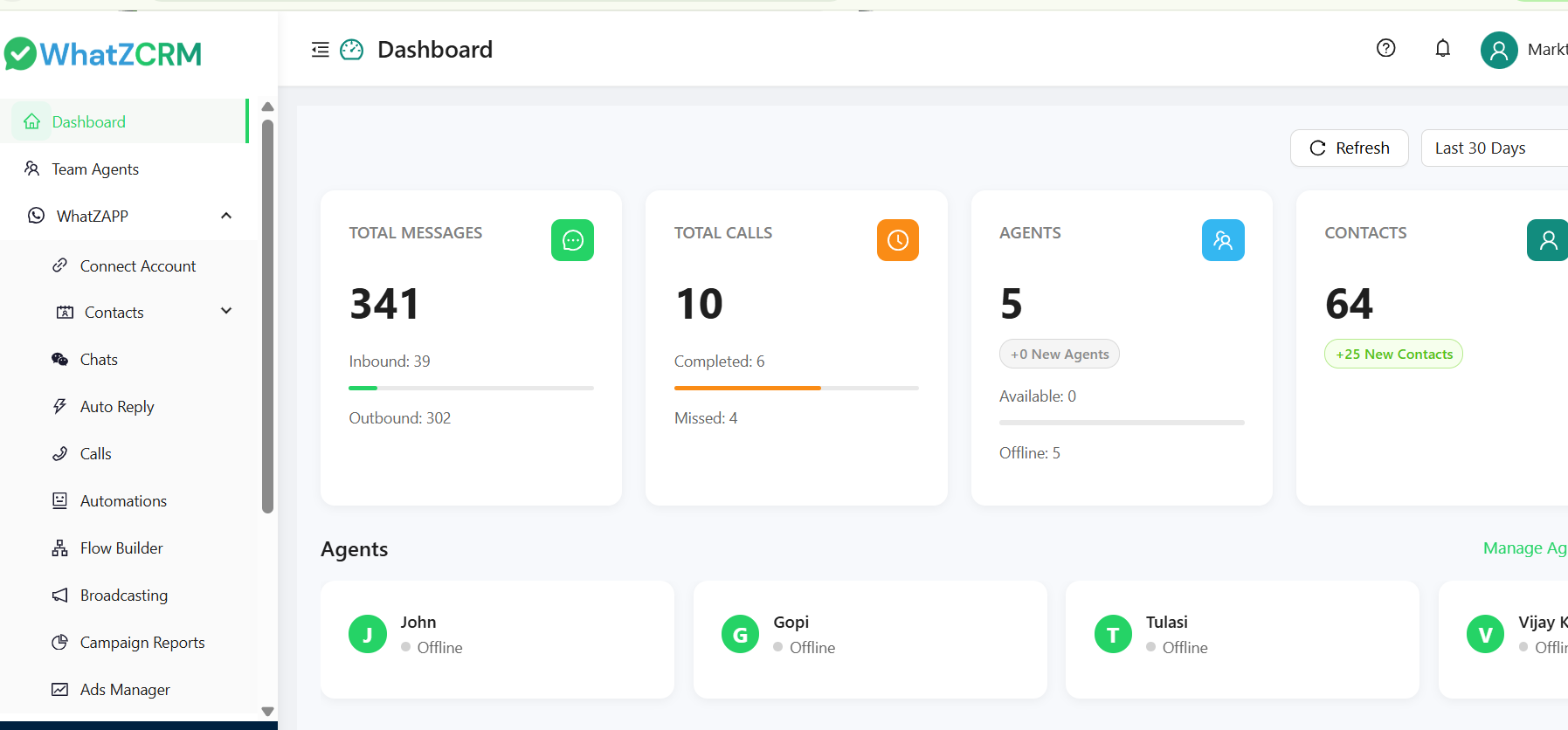 screenshot of WhatZCRM