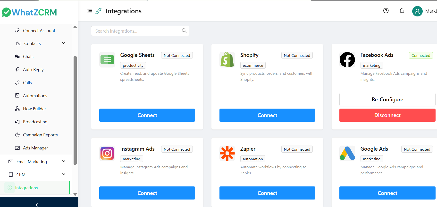 screenshot of WhatZCRM