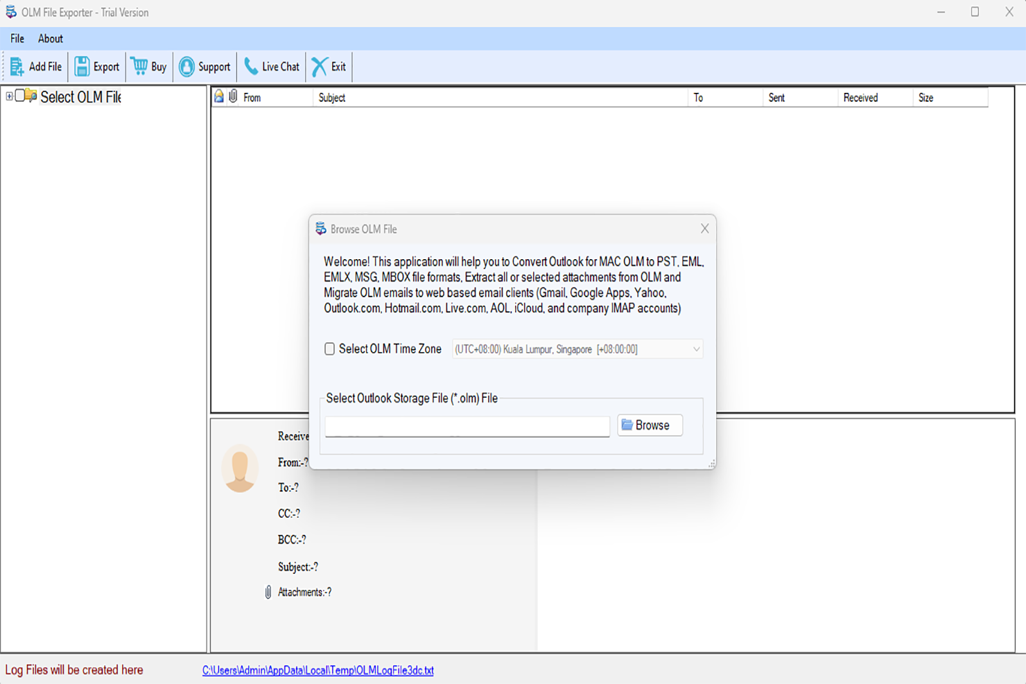 screenshot of Softaken OLM to MBOX Converter