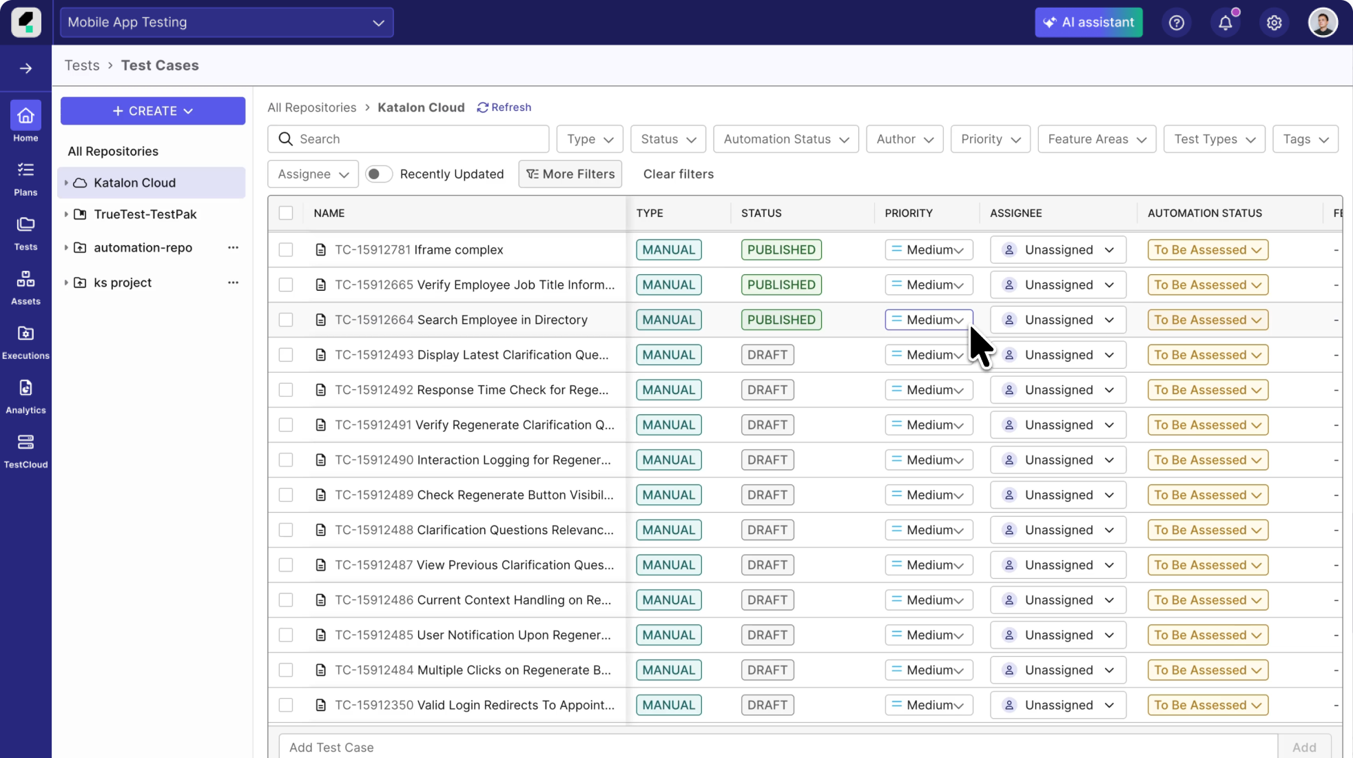 screenshot of Katalon True Platform