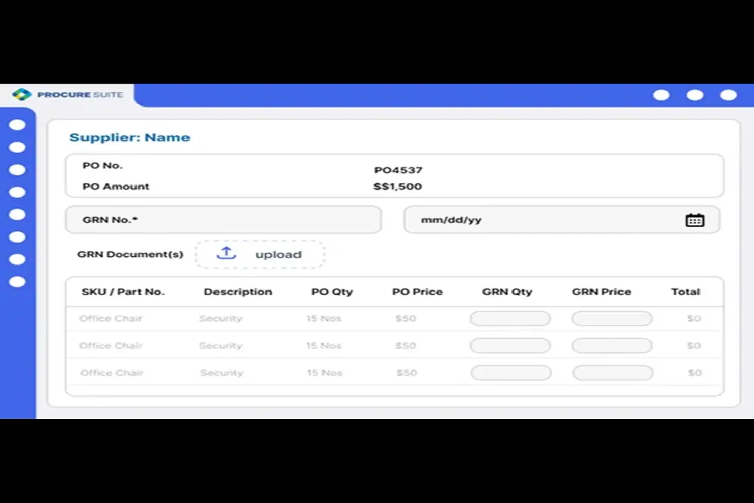 screenshot of PROCURE SUITE