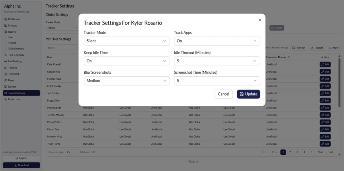 screenshot of Monitor360