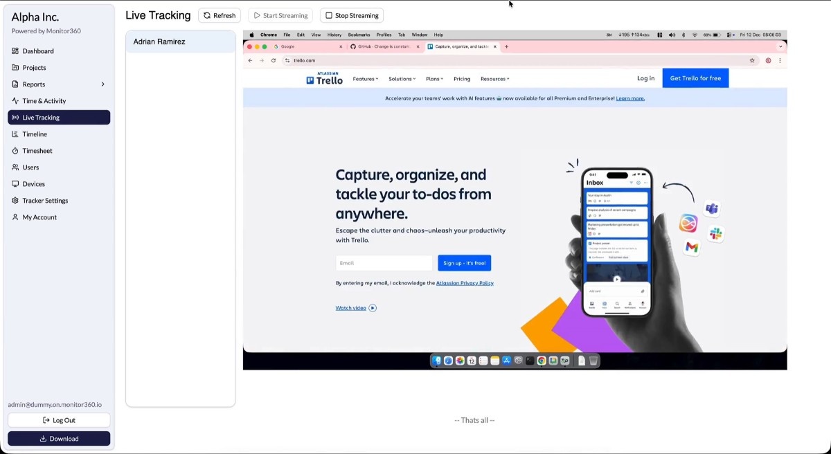 screenshot of Monitor360
