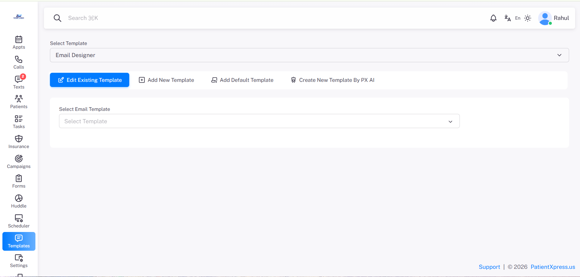 screenshot of PatientXpress