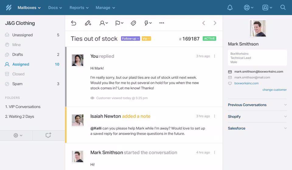 screenshot of Help Scout
