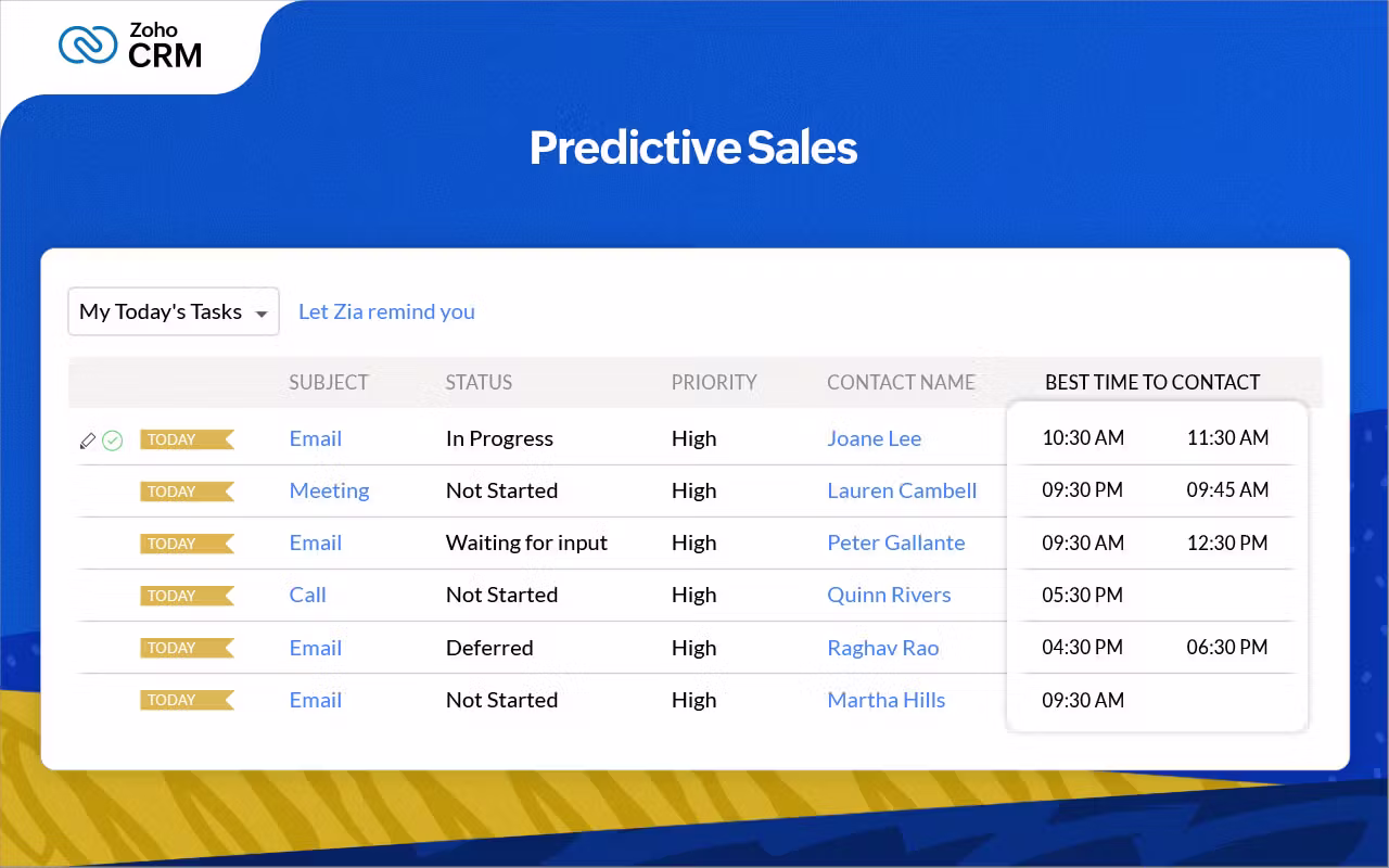 screenshot of Zoho CRM