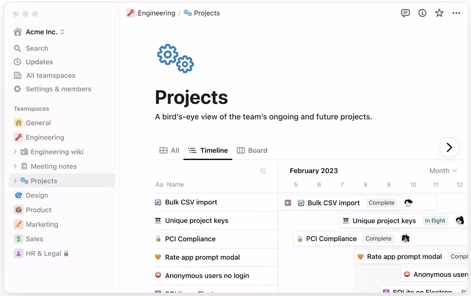 screenshot of Notion