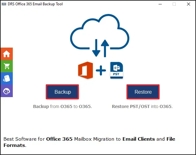 screenshot of DRS Softech Office 365 Backup Tool