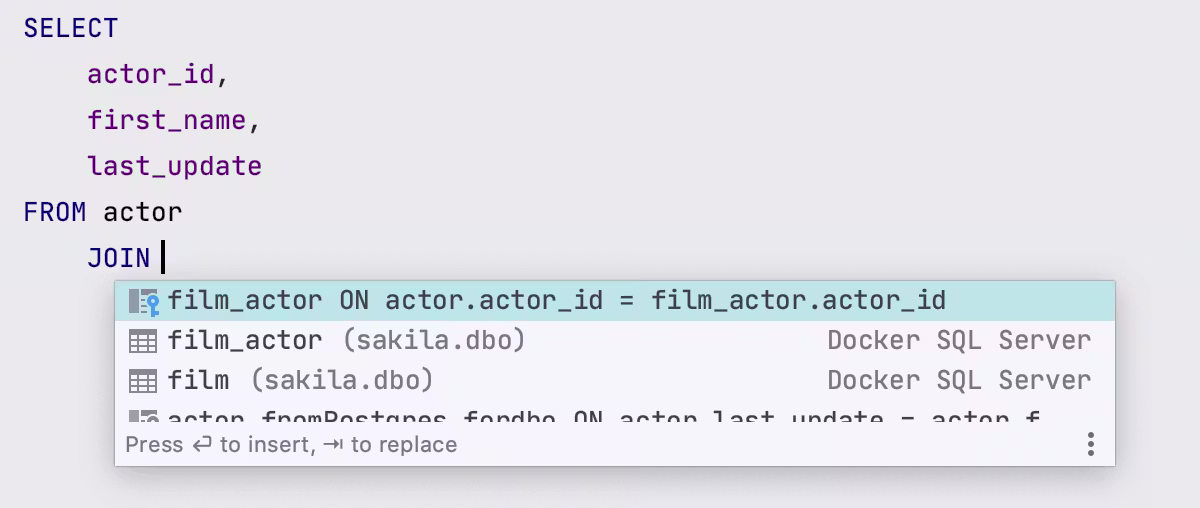 screenshot of DataGrip