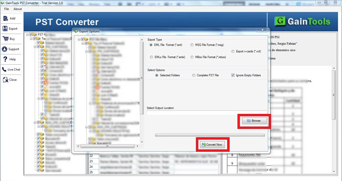 screenshot of GainTools PST to MBOX Converter