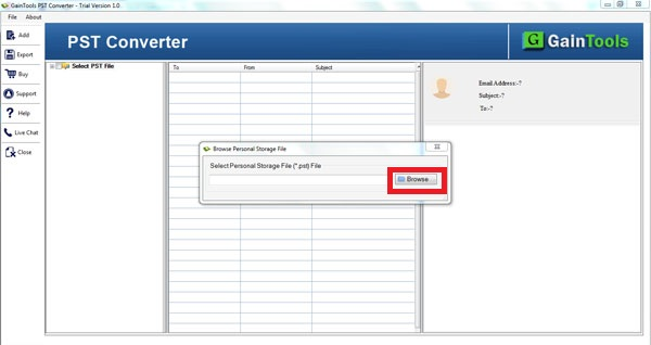 screenshot of GainTools PST to MBOX Converter