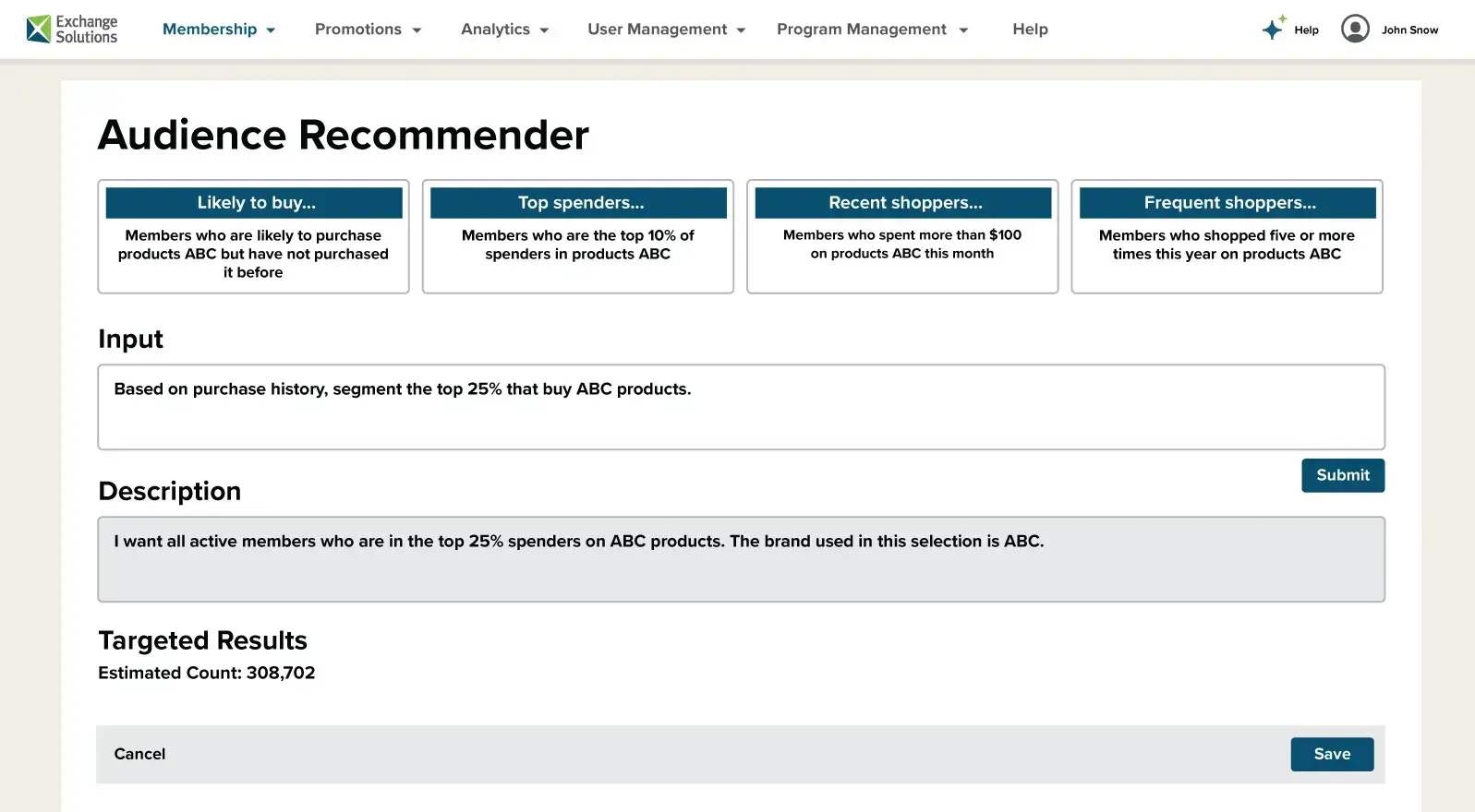 screenshot of Exchange Solutions