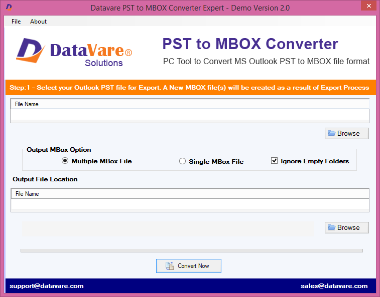 screenshot of DataVare PST to MBOX Converter