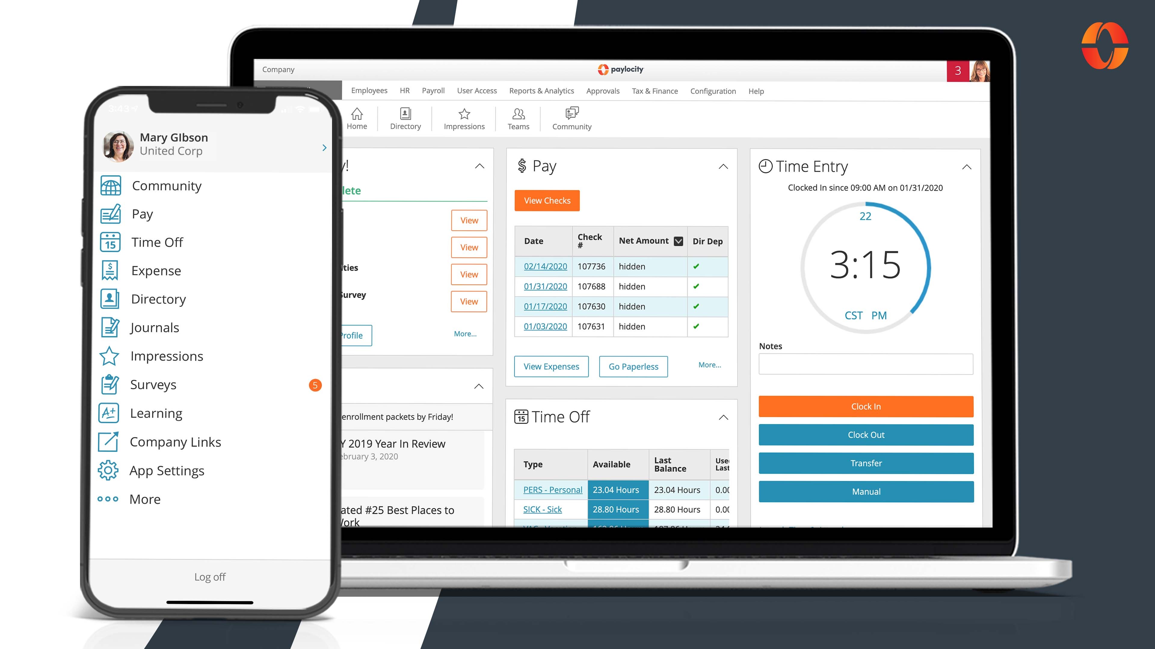 screenshot of Paylocity