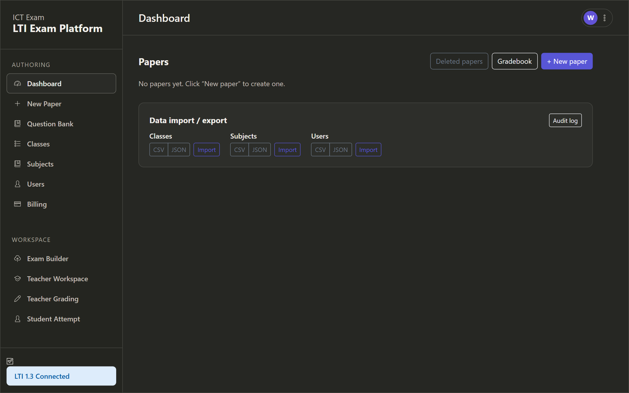 screenshot of ICTExam