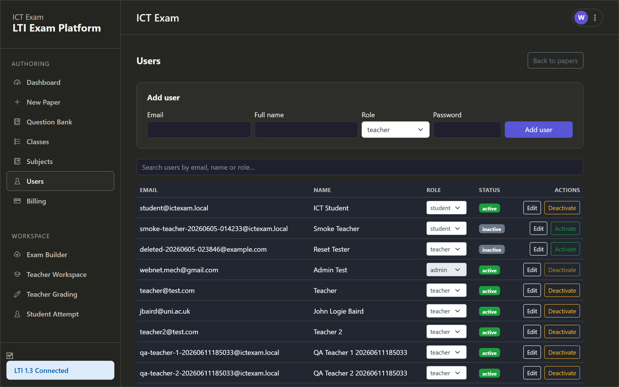 screenshot of ICTExam