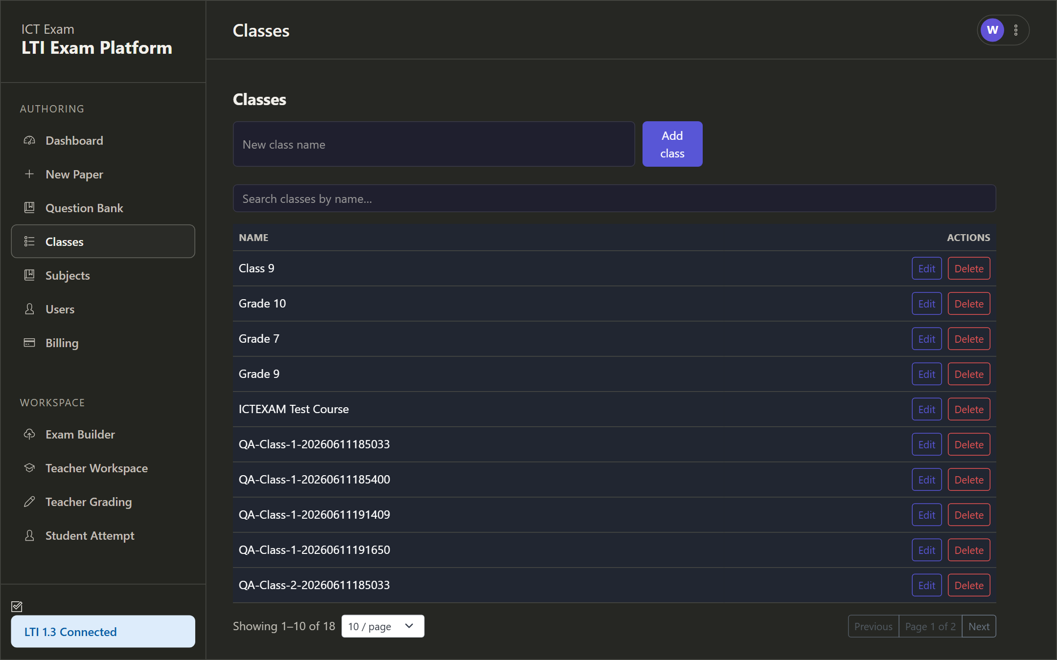 screenshot of ICTExam