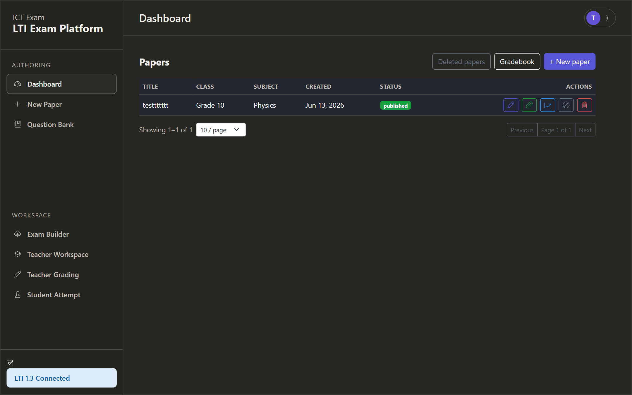 screenshot of ICTExam