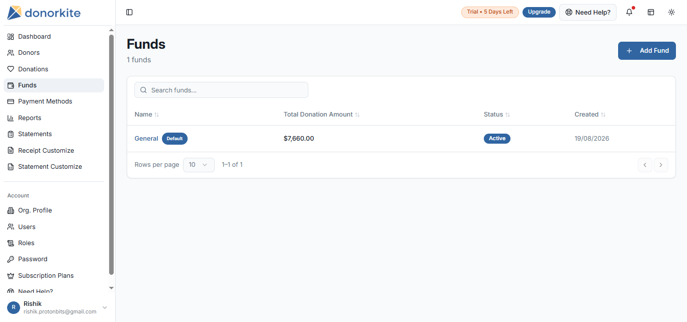 screenshot of DonorKite