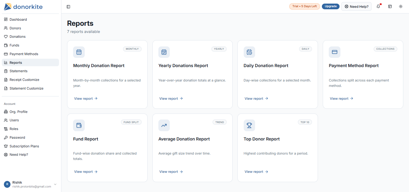screenshot of DonorKite
