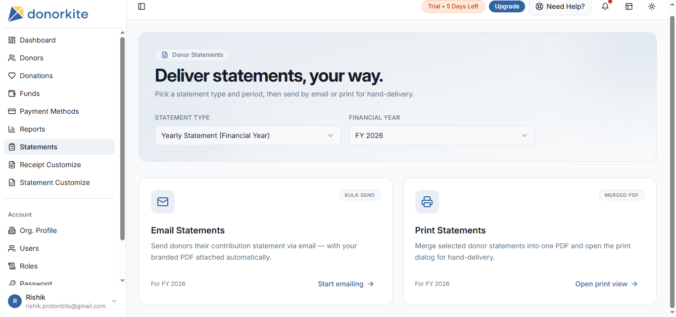 screenshot of DonorKite