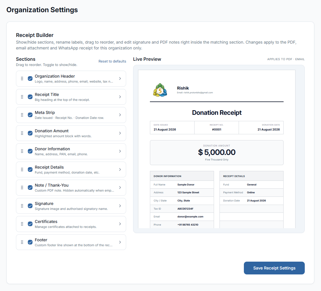 screenshot of DonorKite